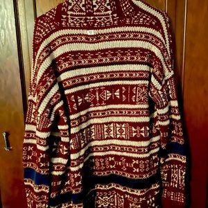 Red and white cardigan